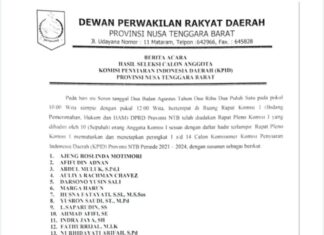 DPRD Umumkan Hasil Akhir Seleksi KPID NTB