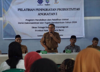 Disnakertrans NTB Gelar Pelatihan Produktivitas: “Usaha Maju jika Menguasai Teknologi dan Selera Pasar”
