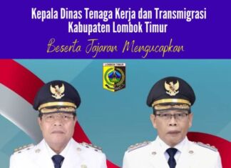 Ucapan Selamat Pelantikan Bupati dan Wakil Bupati Lombok Timur Periode 2025-2030 dari Kepala Dinas Tenaga Kerja dan Transmigrasi Kabupaten Lombok Timur