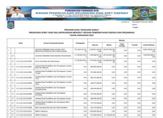 Ringkasan APBD NTB yang Diklasifikasikan Menurut Urusan Pemerintah Daerah dan Organisasi Tahun Anggaran 2025 (Bagian Ketiga)